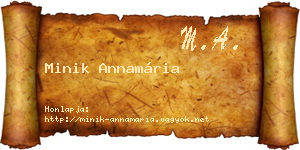 Minik Annamária névjegykártya